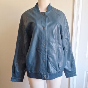 Free People We The Free Vegan Leather Bomber Jacket Teal Size Medium